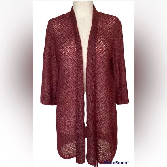 Eileen Fisher open front, lightweight, mohair/wool blend cardigan. - Picture 3 of 10